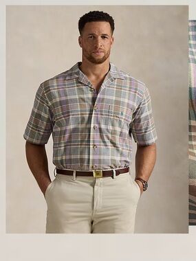 NEW Polo Ralph Lauren Summer Plaid Oxford Camp Shirt 3XLT BIg & Tall Men's